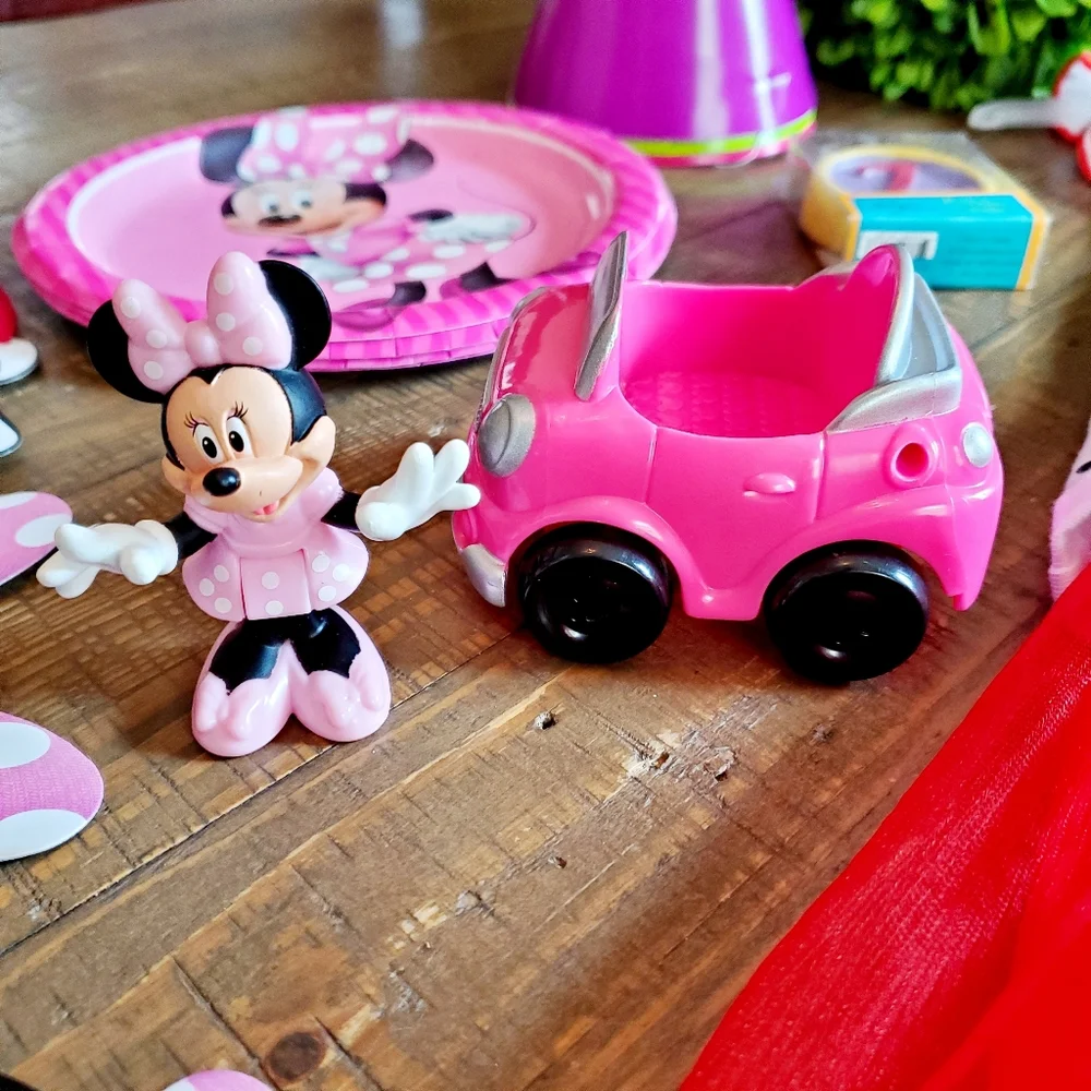 Disney Mini Mouse Girl Birthday Bundle, Tutu Dress, Banner, Party Supplies 2T